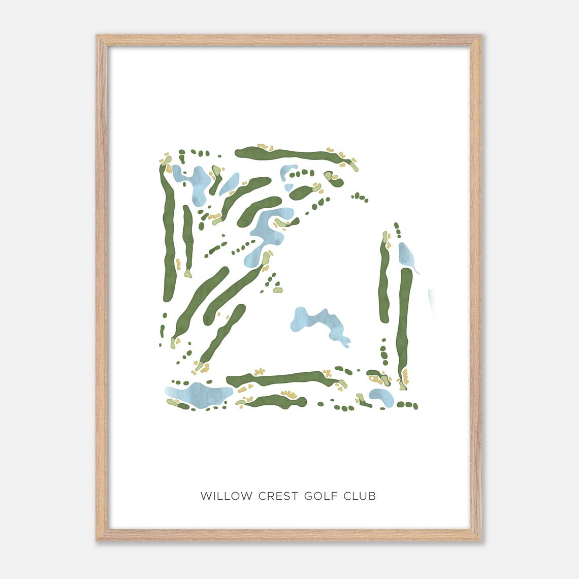 Willow Crest Golf Club Modern Watercolor Golf Course Map Art Print - Image 2