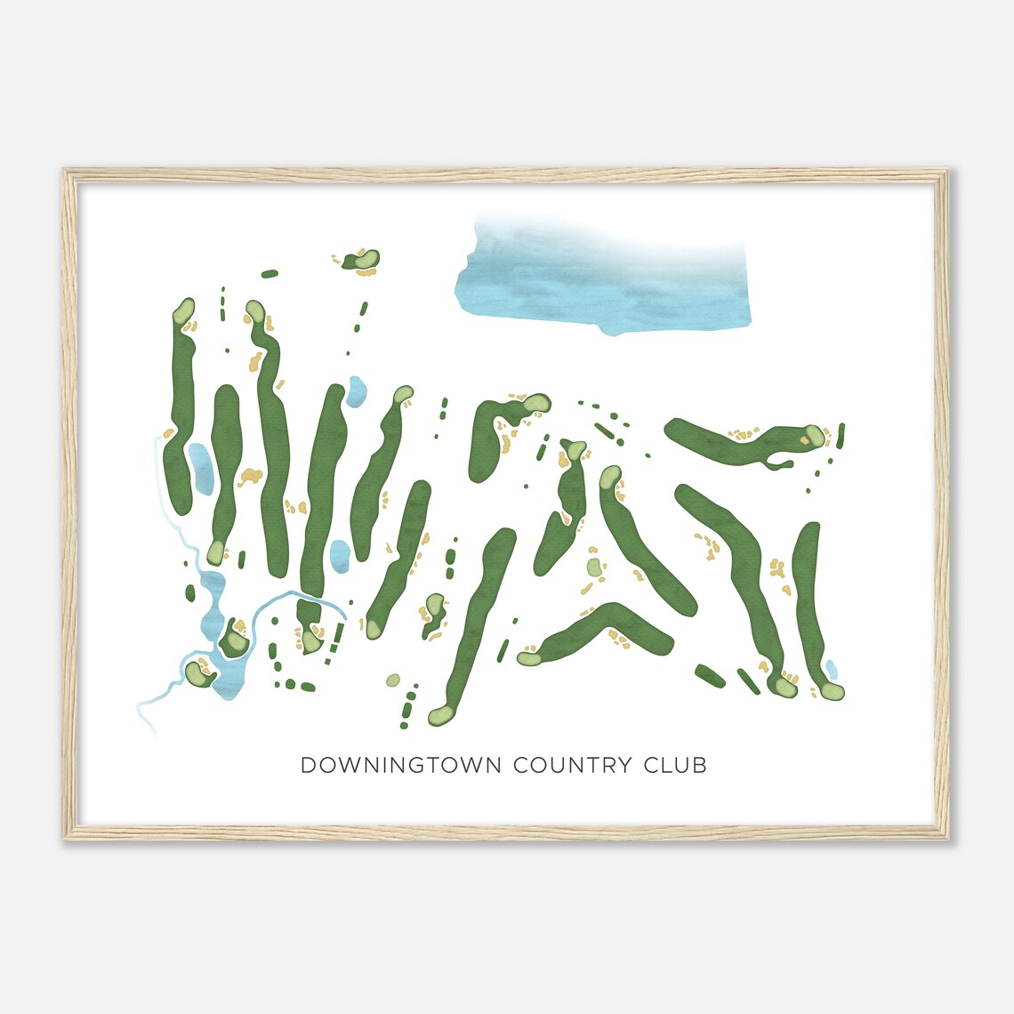 Downingtown Country Club Pennsylvania Modern Watercolor Map
