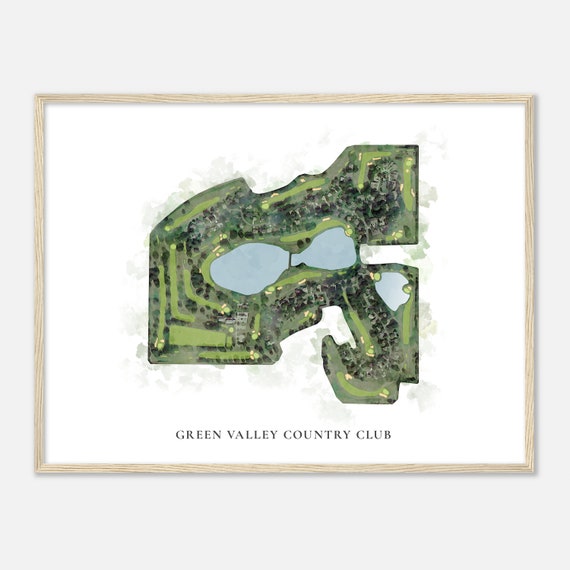 Green Valley Country Club Florida Classic Watercolor Map Golfer Gift Golf Wall Art Golf Poster Print Course Layout