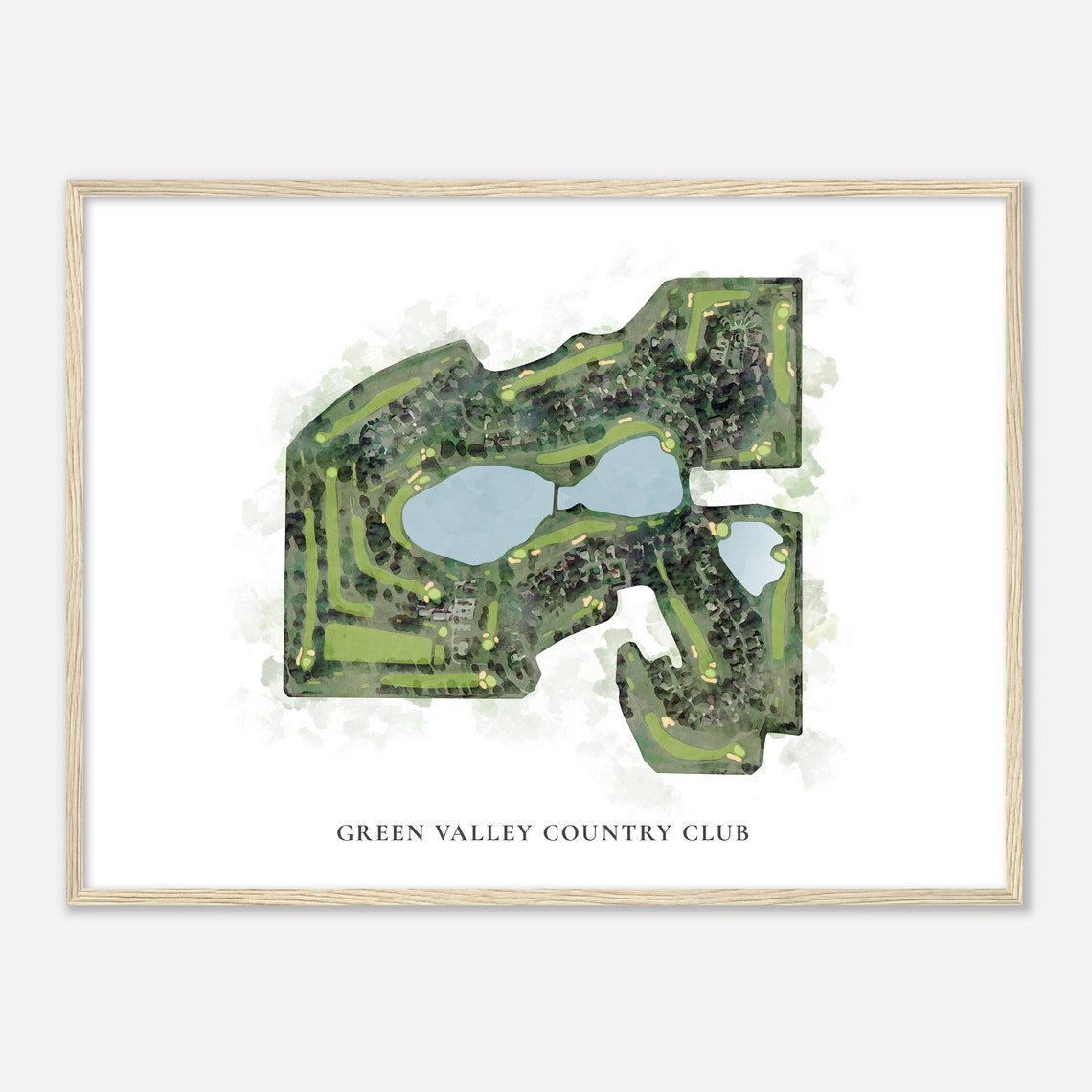 Green Valley Country Club Florida Classic Watercolor Map Poster