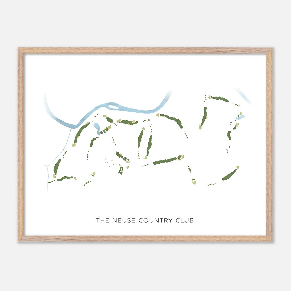 The Neuse Country Club Clayton NC Modern Watercolor Map Poster