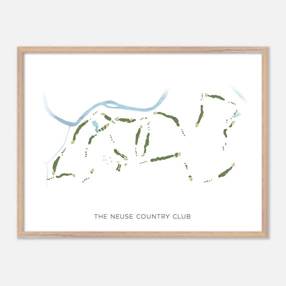 The Neuse Country Club In Clayton North Carolina Modern Watercolor Map Golfer Gift Golf Wall Art Golf Poster Print Course Layout