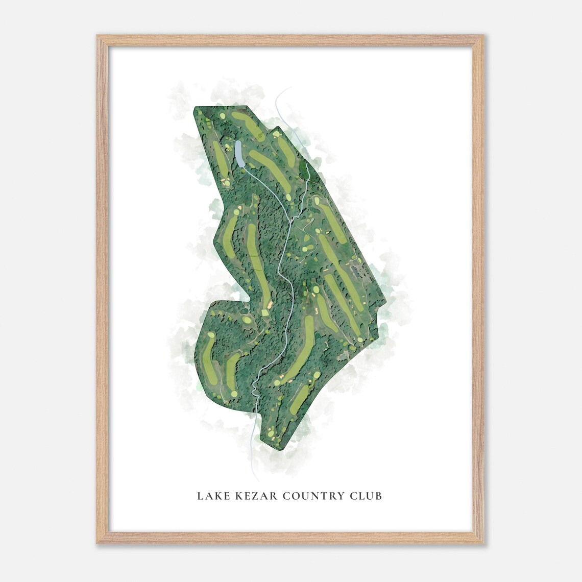 Lake Kezar Country Club Watercolor Aerial Golf Course Map Poster - Image 2