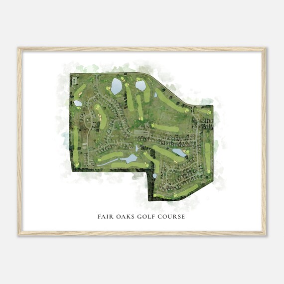 Fair Oaks Golf Course Classic Watercolor Golf Course Map Poster