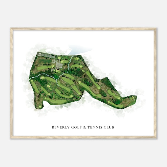 Beverly Golf Tennis Club Massachusetts Classic Watercolor Map Golfer Gift Golf Wall Art Golf Poster Print Course Layout