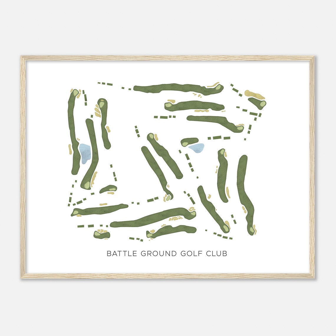 Battle Ground Golf Club Indiana Modern Watercolor Course Map Poster - Image 2
