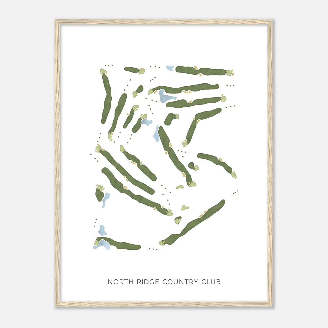 North Ridge Country Club Minimalist Watercolor Golf Course Map Poster