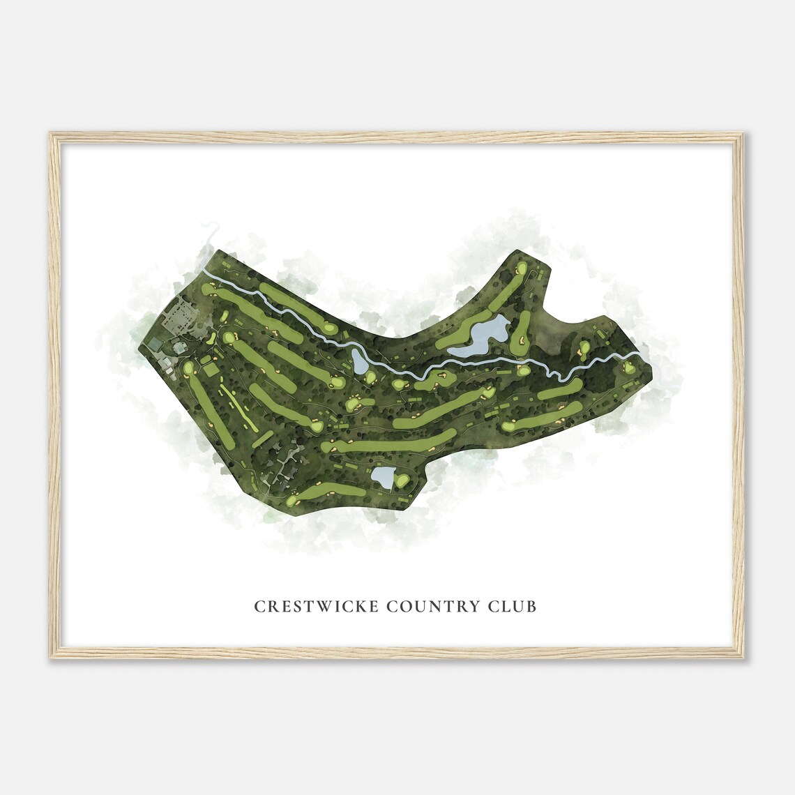 Crestwicke Country Club Illinois Watercolor Aerial Map Poster - Image 2