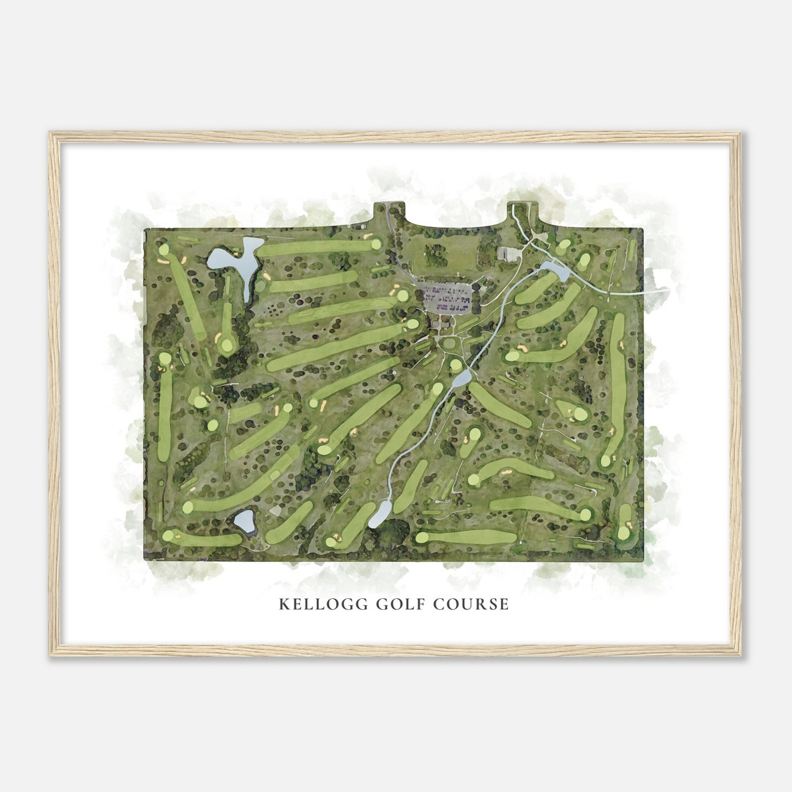 Kellogg Golf Course Beautiful Watercolor Map Art Golfer Gift Poster