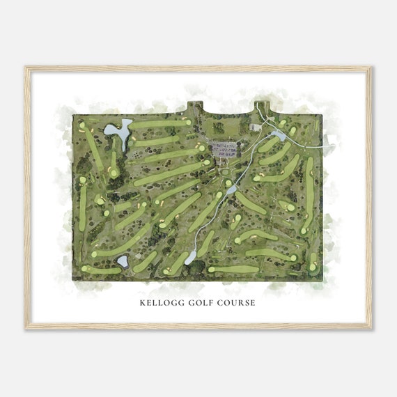 Kellogg Golf Course Illinois Classic Watercolor Map Golfer Gift Golf Wall Art Golf Poster Print Course Layout