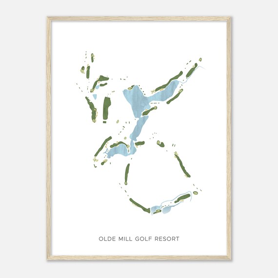 Olde Mill Golf Resort Modern Watercolor Golf Course Map Poster