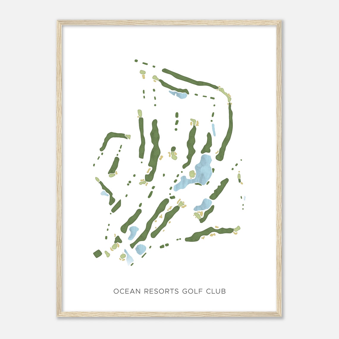 Ocean Resorts Golf Club Modern Watercolor Golf Course Map Art Poster - Image 2