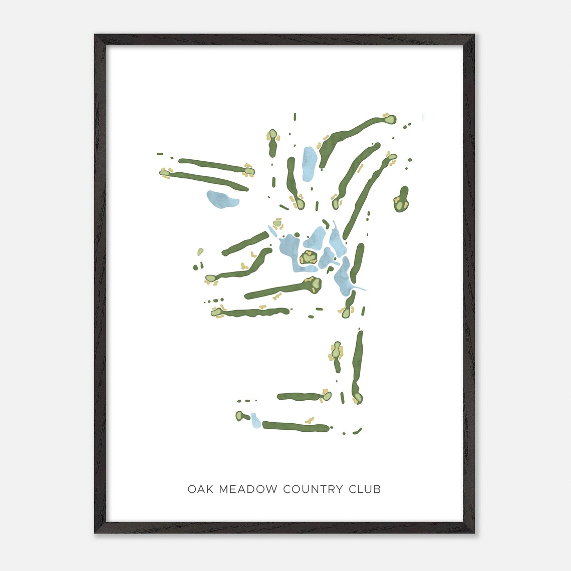 Oak Meadow Country Club Modern Minimalist Watercolor Golf Map Poster - Image 3