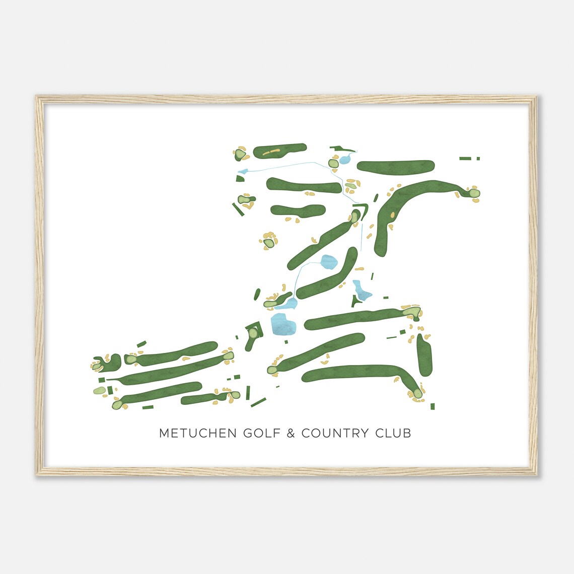 Metuchen Golf Country Club Modern Minimalist Course Map Poster
