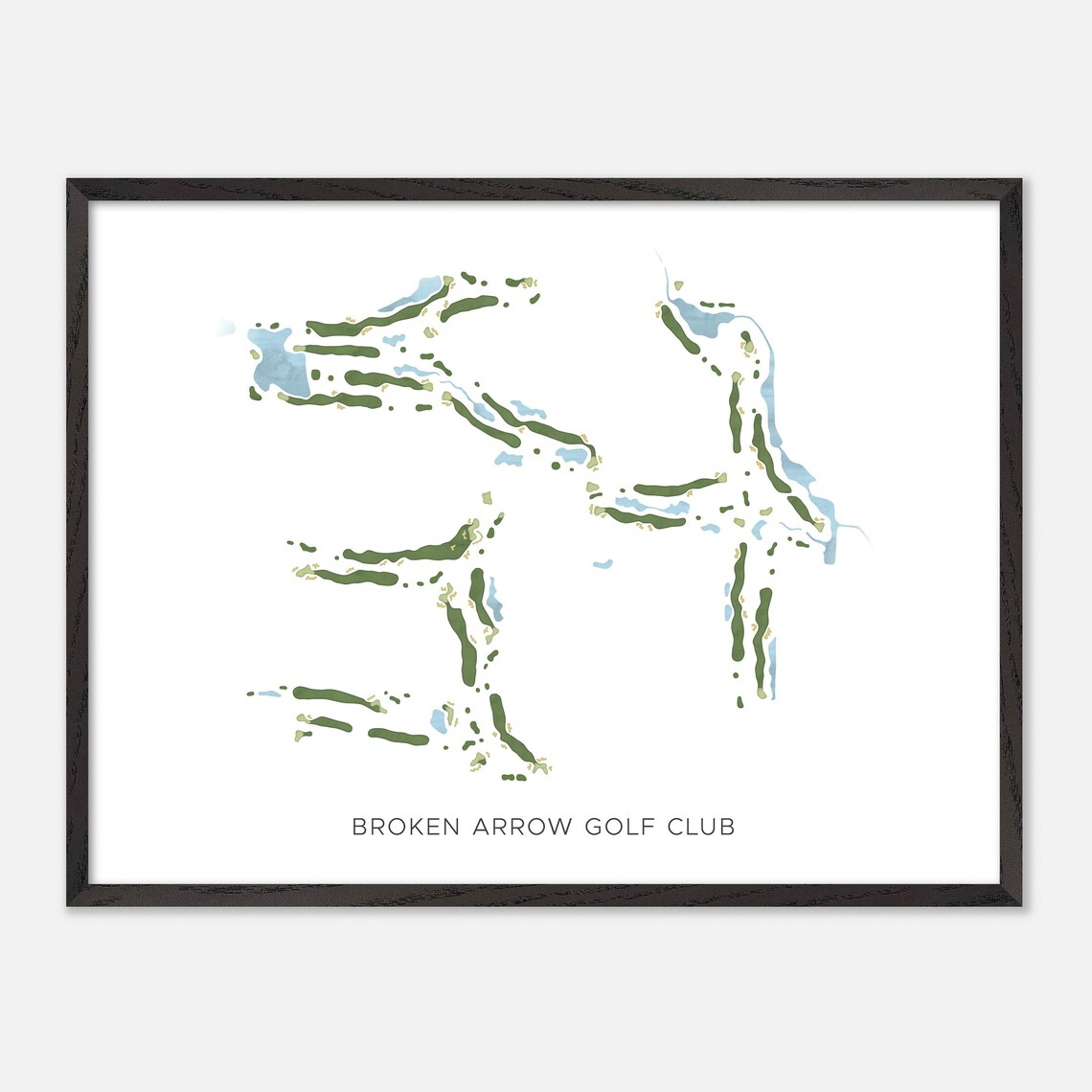 Broken Arrow Golf Club Illinois Modern Watercolor Map Poster - Image 5