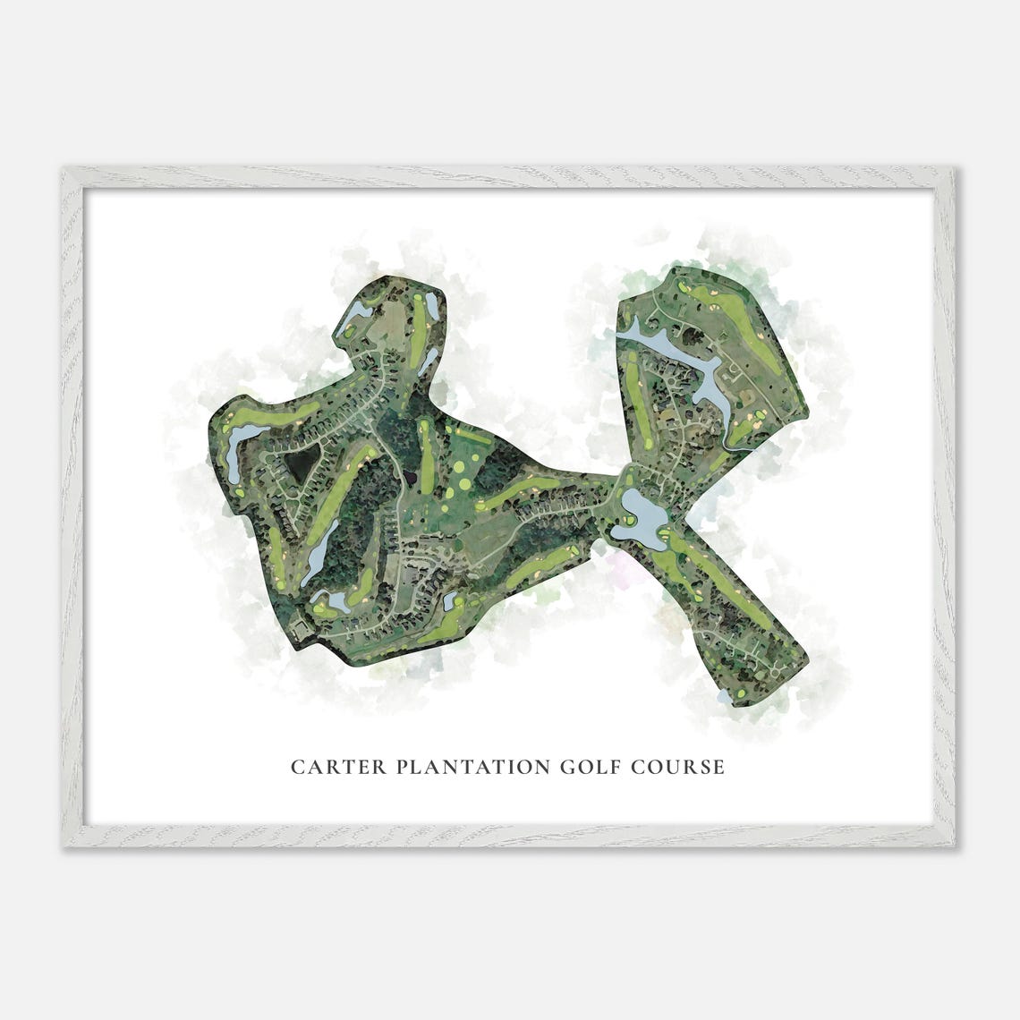 Carter Plantation Golf Course Watercolor Aerial Layout Map Poster - Image 4
