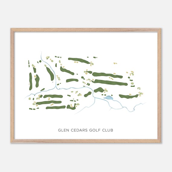 Glen Cedars Golf Club Modern Minimalist Watercolor Course Layout Poster