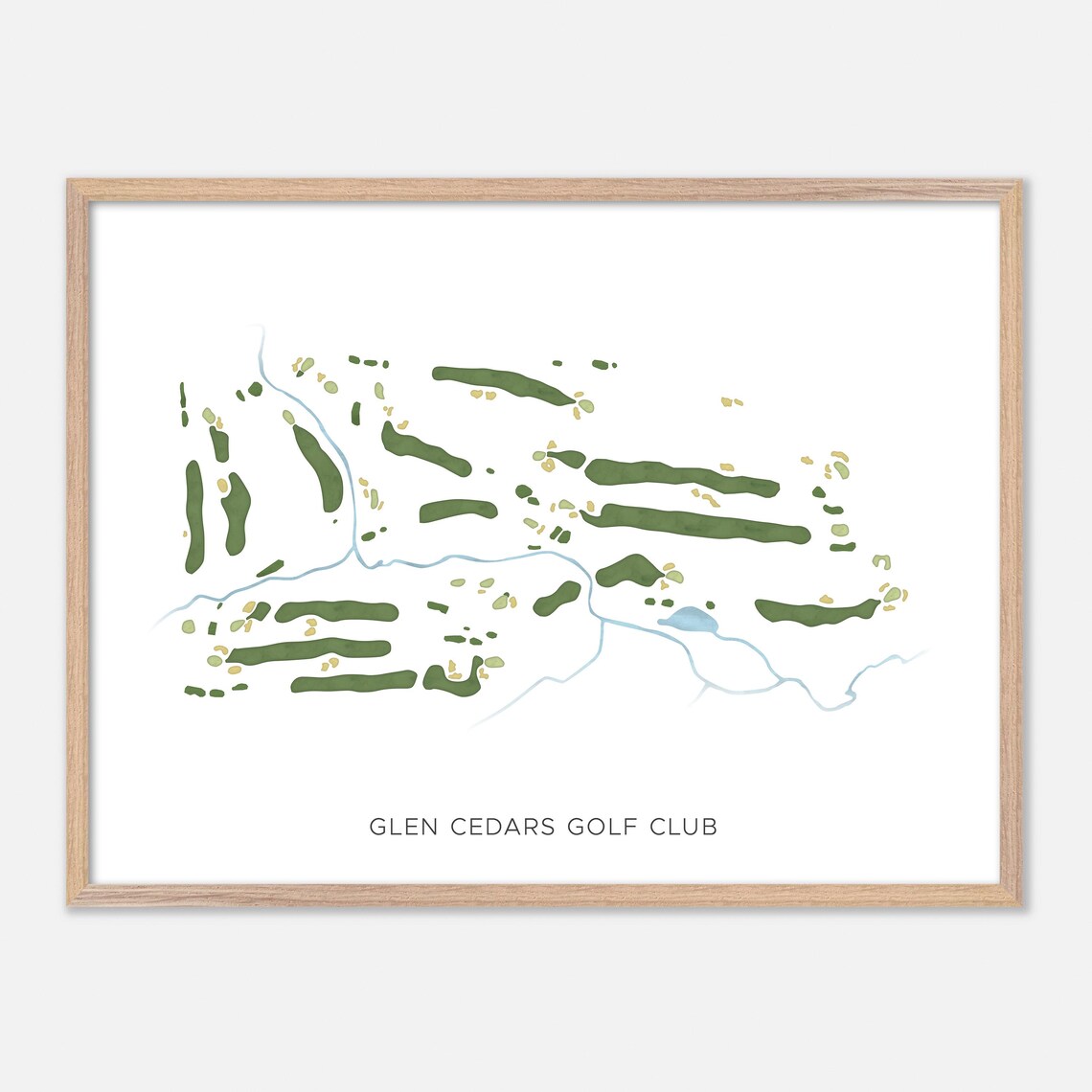 Glen Cedars Golf Club Modern Minimalist Watercolor Course Layout Poster