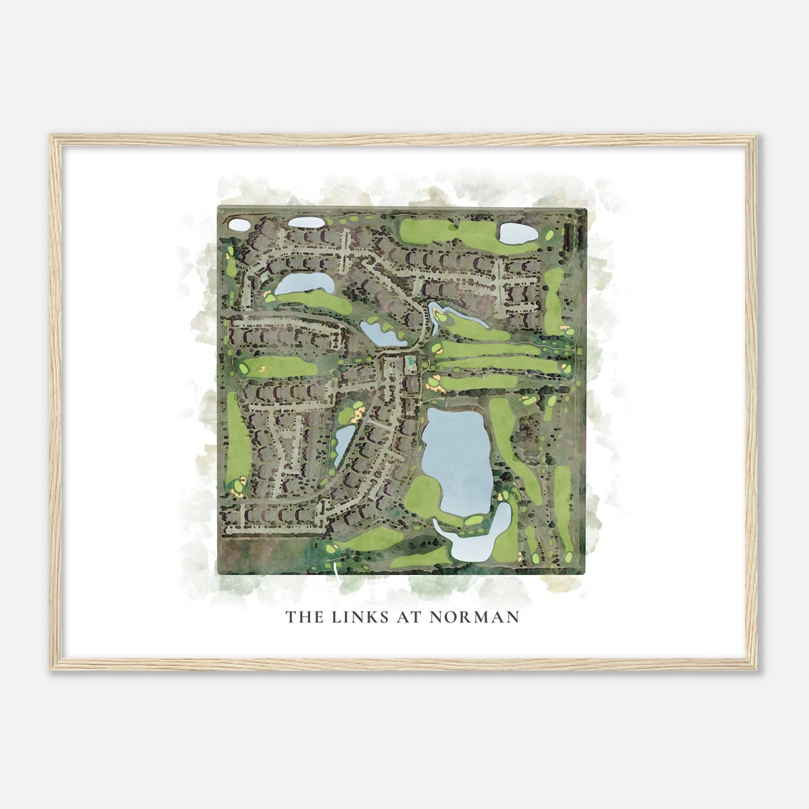 Links At Norman Aerial Golf Community Map Golfer Gift Office Poster - Image 2