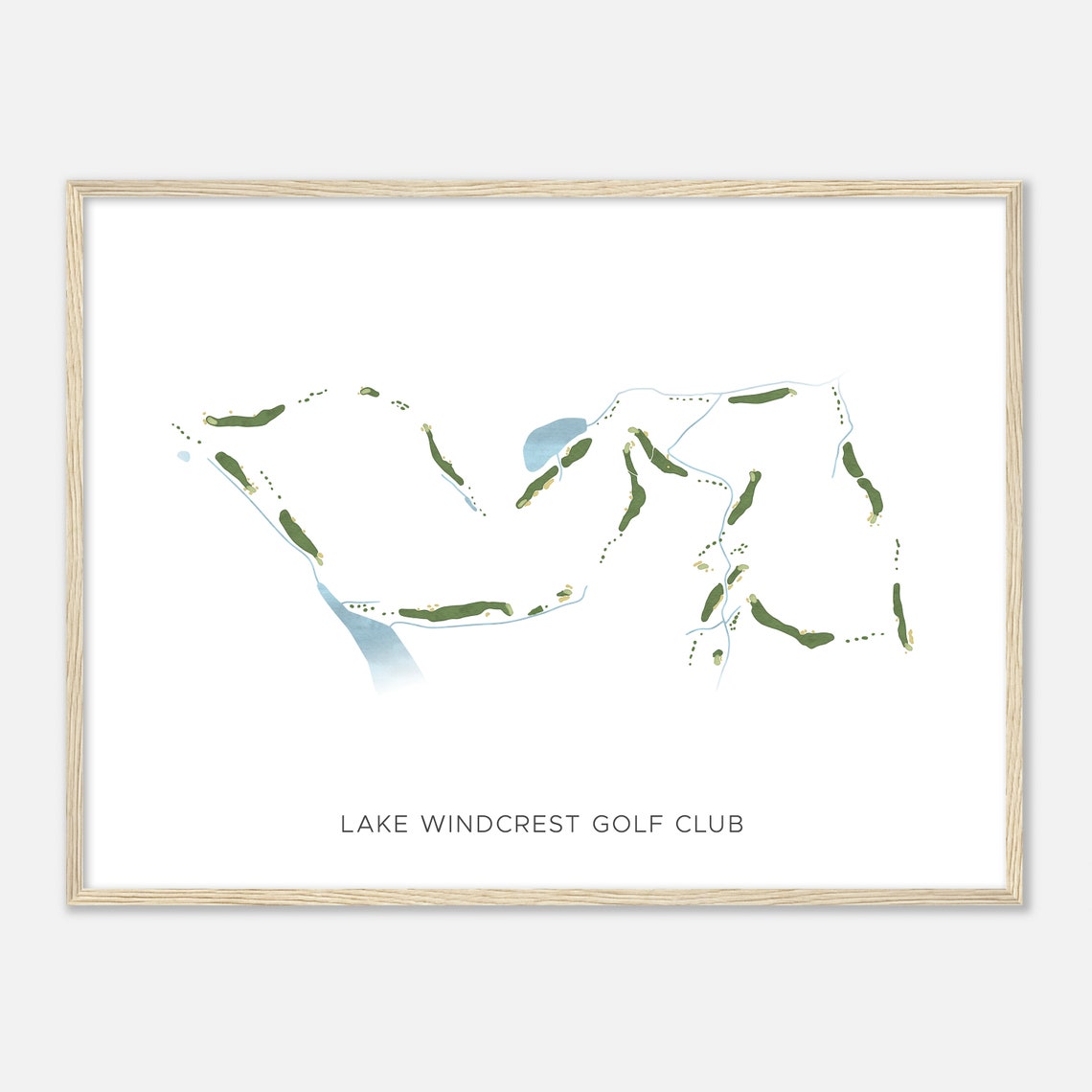 Lake Windcrest Golf Club Texas Modern Watercolor Course Map Poster