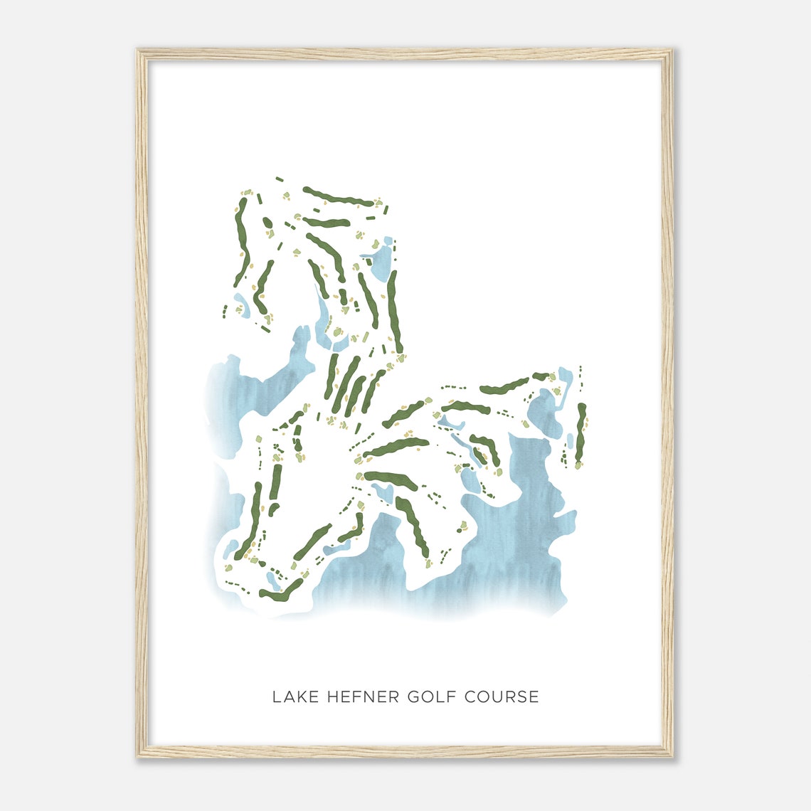 Lake Hefner Golf Course Oklahoma Modern Watercolor Map Poster