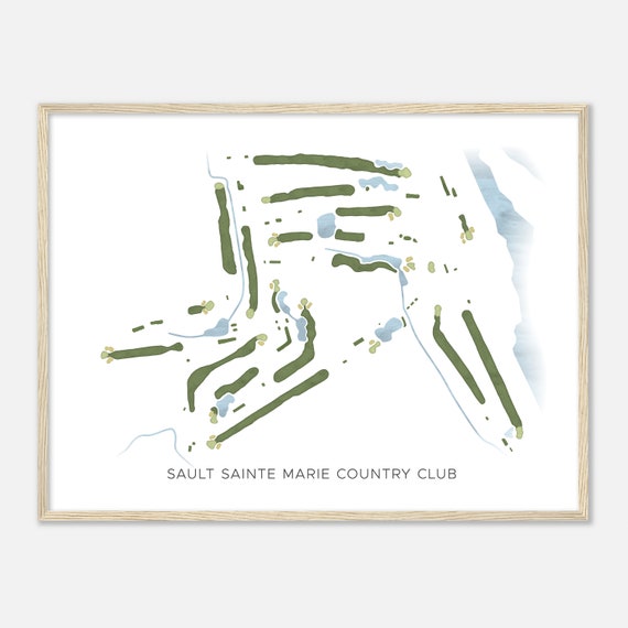 Sault Sainte Marie Country Club Michigan Modern Watercolor Map Golfer Gift Golf Wall Art Golf Poster Print Course Layout