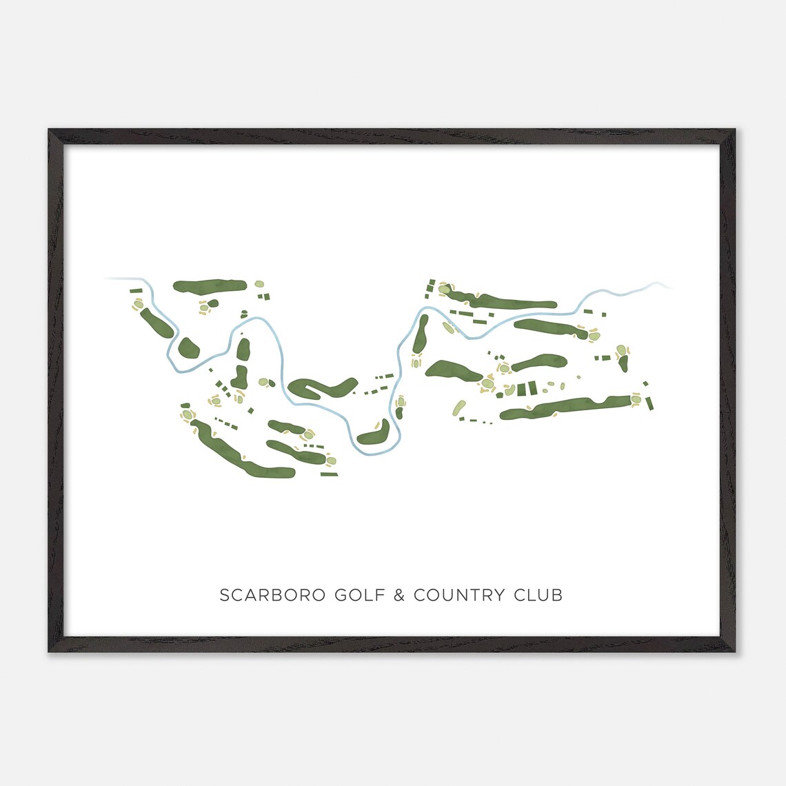 Scarboro Golf Country Club Modern Watercolor Course Map Poster - Image 4