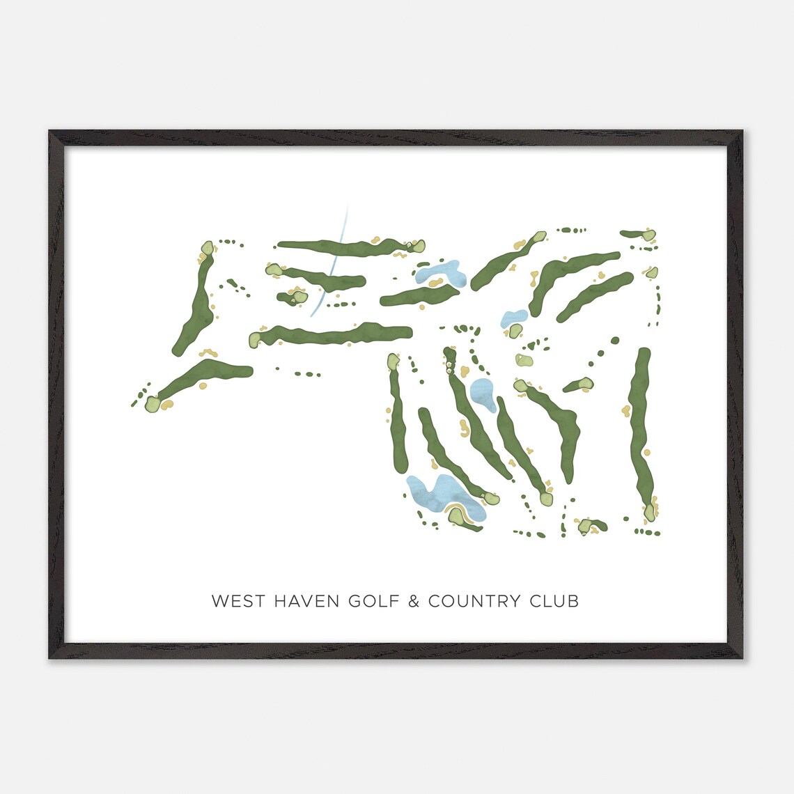 West Haven Golf and Country Club Modern Watercolor Map Poster - Image 4