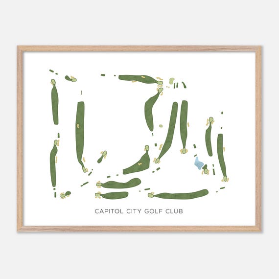 Capitol City Golf Club In Olympia Washington Modern Watercolor Map Golfer Gift Golf Wall Art Golf Poster Print Course Layout