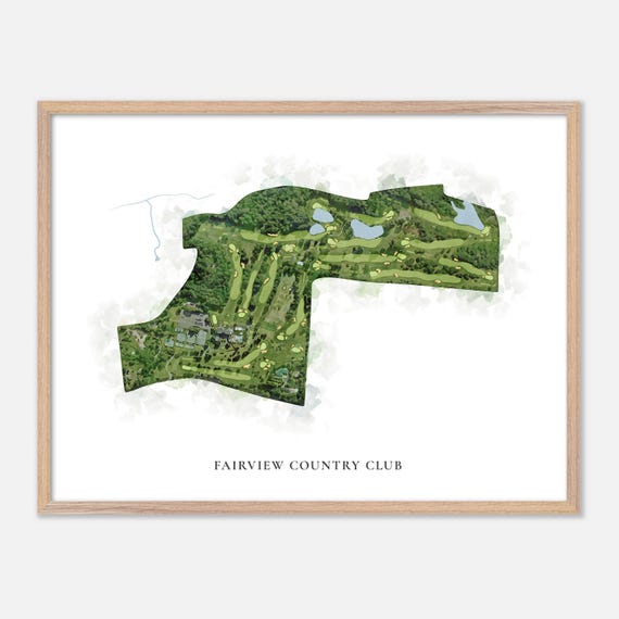 Fairview Country Club In Greenwich Connecticut Classic Watercolor Map Golfer Gift Golf Wall Art Golf Poster Print Course Layout