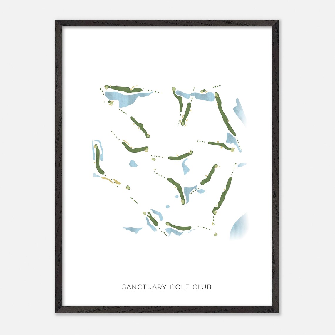 Sanctuary Golf Club Georgia Modern Watercolor Course Map Poster - Image 3