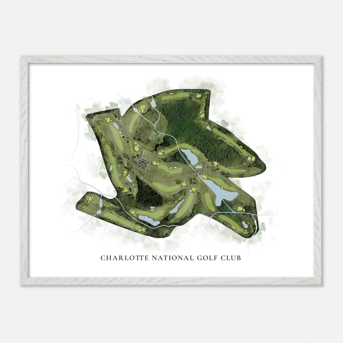 Charlotte National Golf Club Indian Trail NC Classic Watercolor Golf Map Poster - Image 4