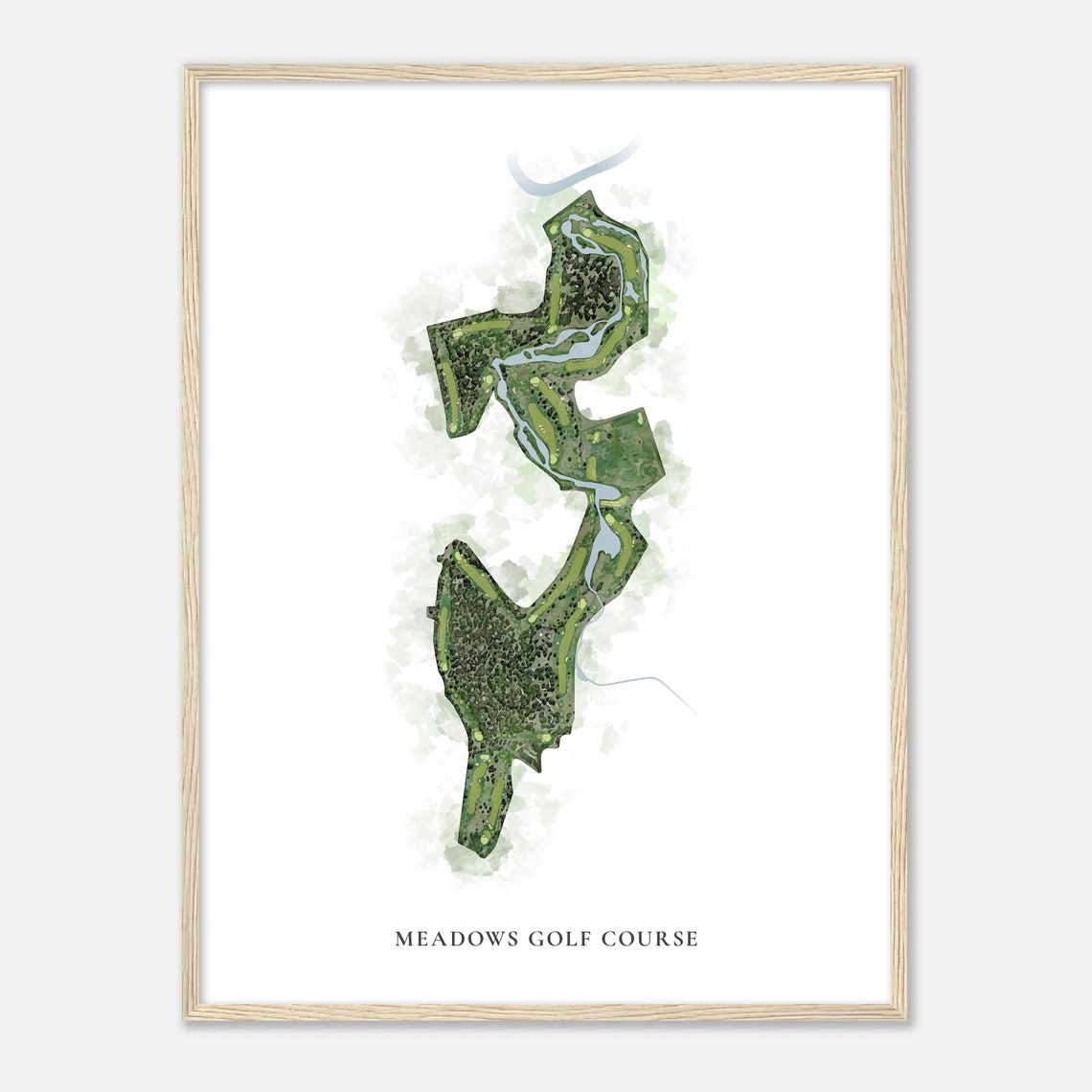 Meadows Golf Course Classic Watercolor Fairway Map Golfer Poster - Image 2