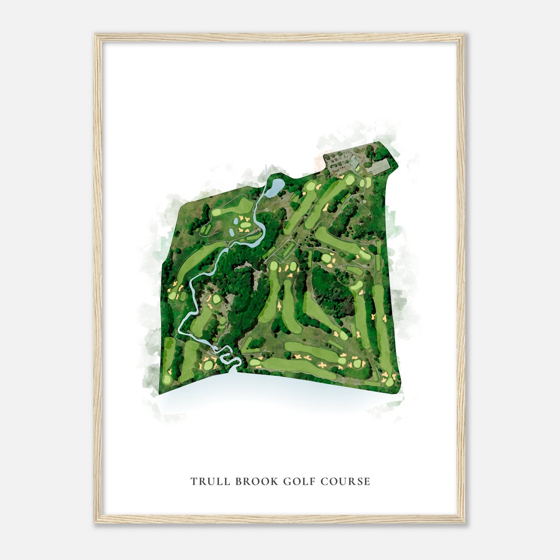 Trull Brook Golf Course Massachusetts Classic Watercolor Map Golfer Gift Golf Wall Art Golf Poster Print Course Layout - Image 2