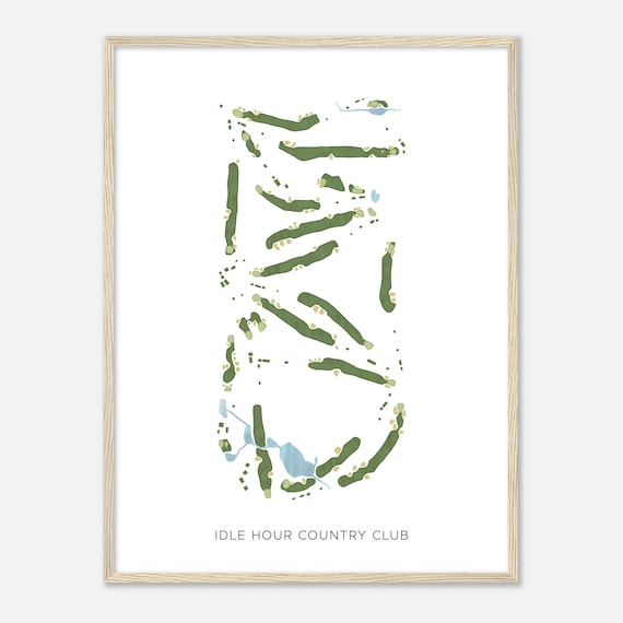 Idle Hour Country Club Kentucky Modern Watercolor Map Golfer Gift Golf Wall Art Golf Poster Print Course Layout