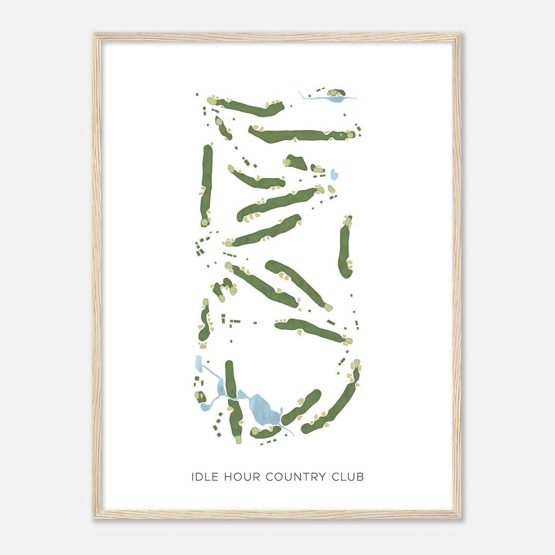 Idle Hour Country Club Watercolor Golf Course Map Golf Poster