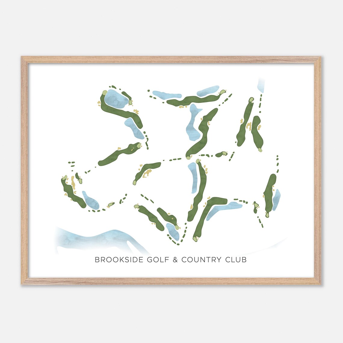 Brookside Golf Country Club Stockton California Watercolor Map Poster