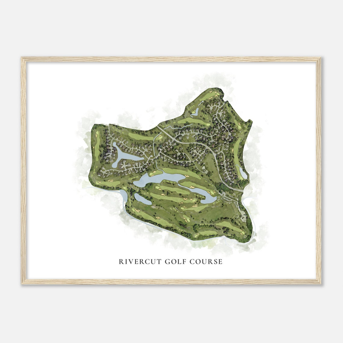 Rivercut Golf Course Missouri Classic Watercolor Map Golfer Gift Golf Wall Art Golf Poster Print Course Layout - Image 2