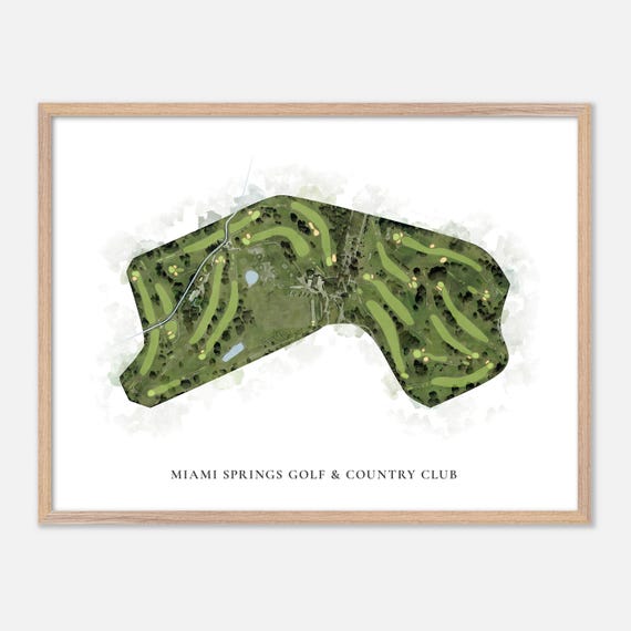 Miami Springs Golf Country Club In Miami Springs Florida Classic Watercolor Map Golfer Gift Golf Wall Art Golf Poster Print
