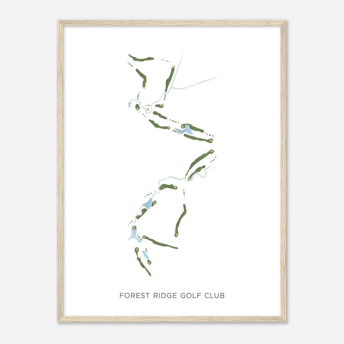 Forest Ridge Golf Club Oklahoma Modern Watercolor Map Poster