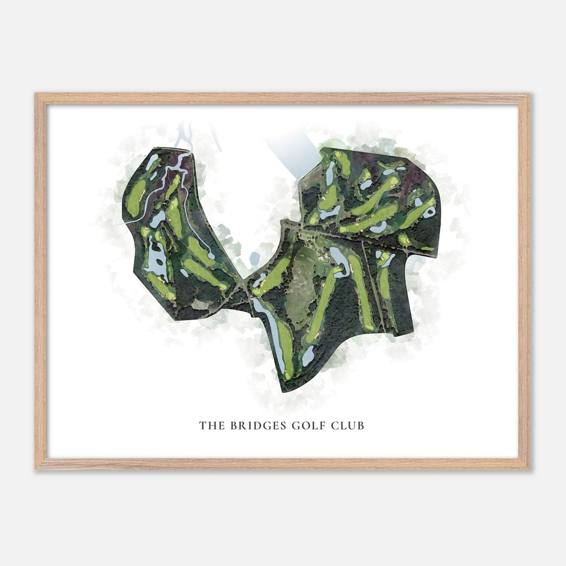 The Bridges Golf Club Classic Watercolor Golf Course Map Poster
