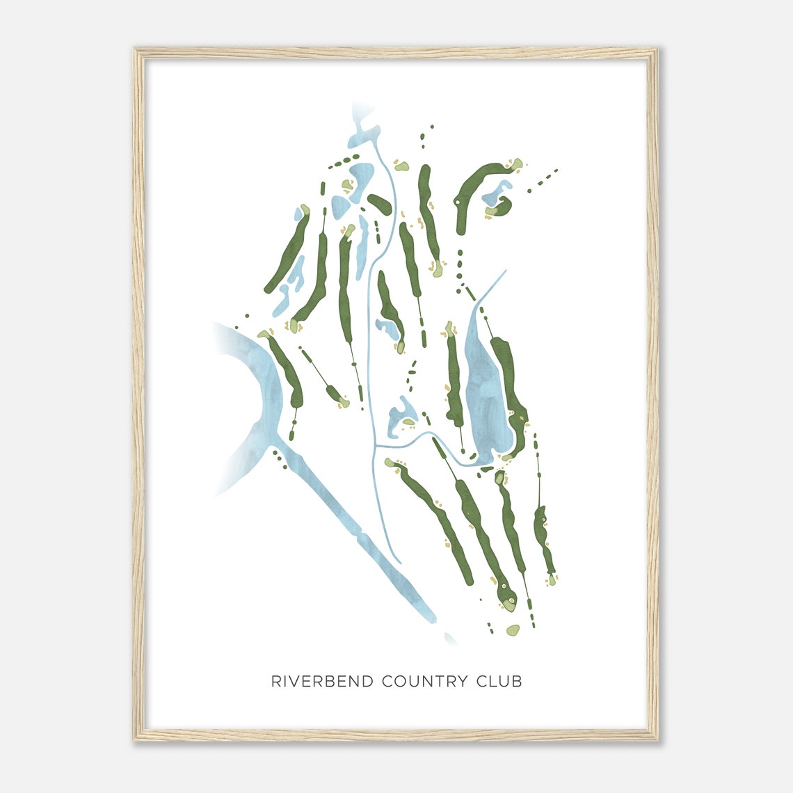Riverbend Country Club Texas Golf Course Map Modern Minimalist Poster