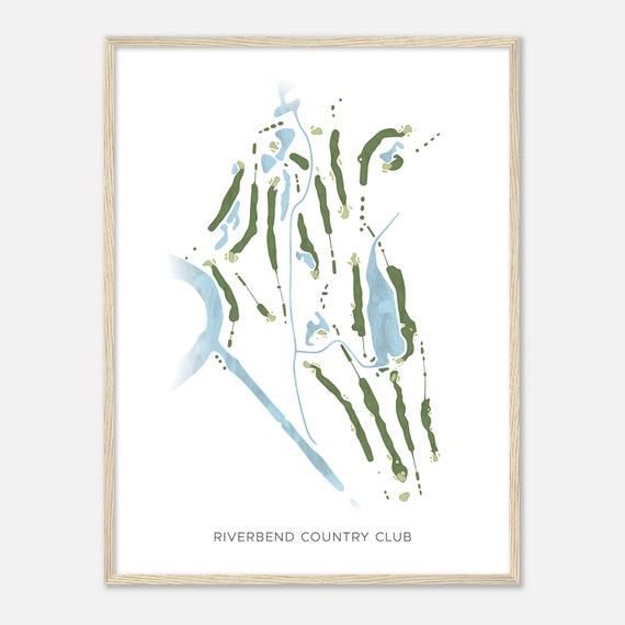 Riverbend Country Club Texas Modern Watercolor Map Golfer Gift Golf Wall Art Golf Poster Print Course Layout