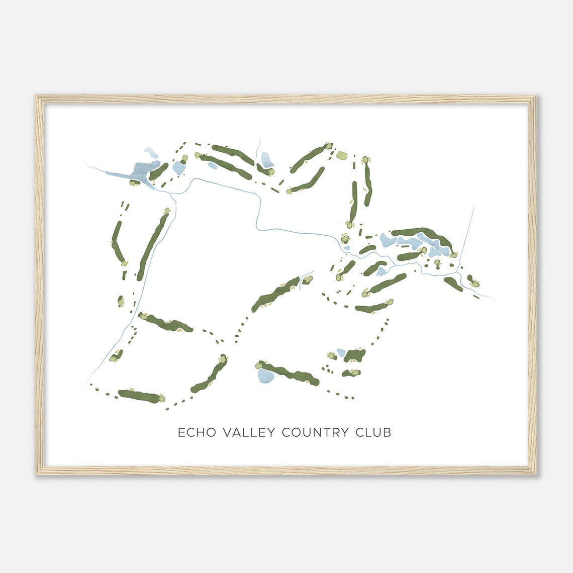 Echo Valley Country Club Modern Watercolor Fairway Map Poster
