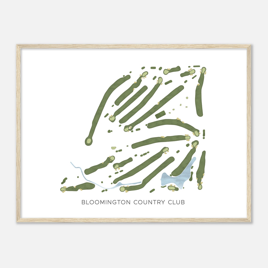Bloomington Country Club Modern Watercolor Course Map Poster - Image 2