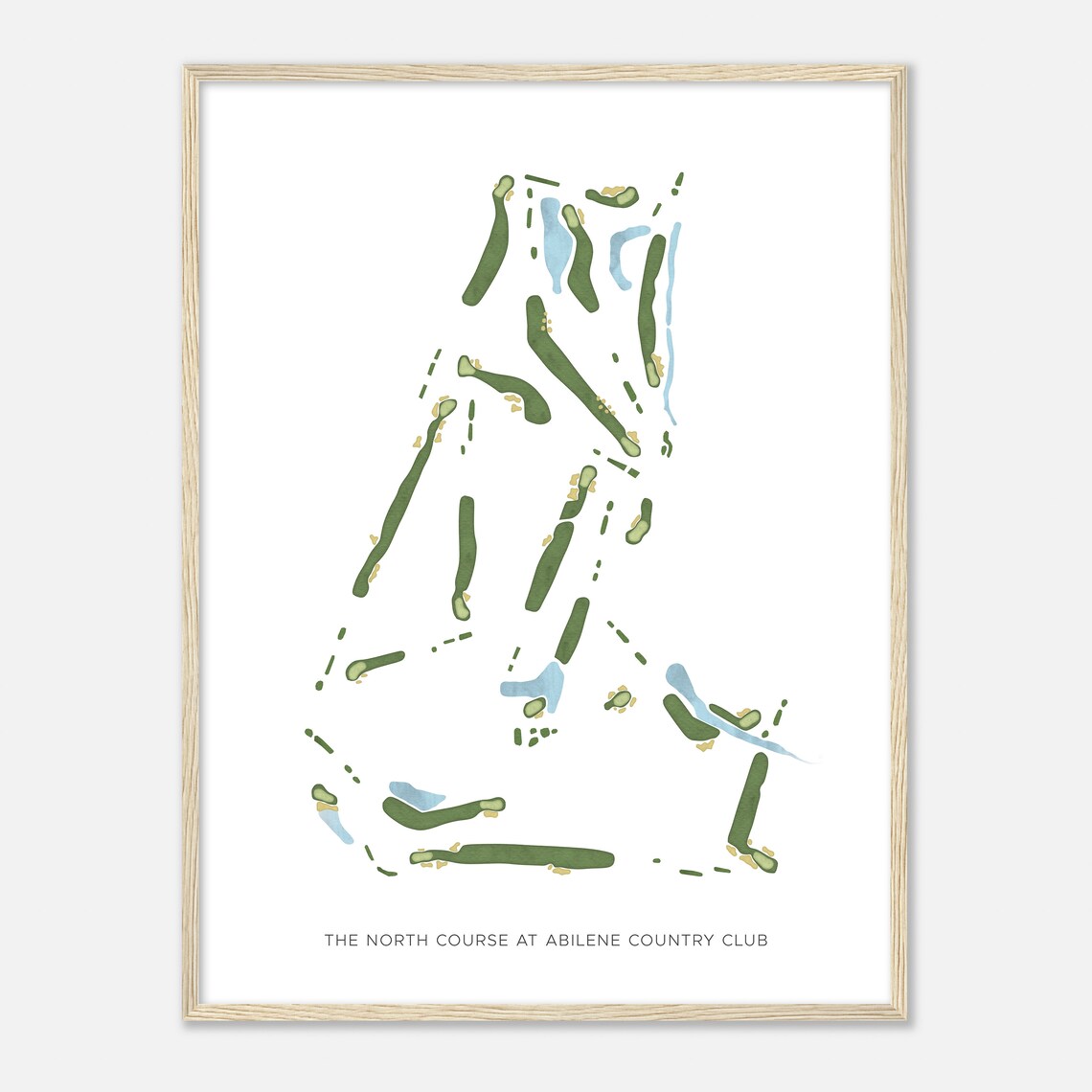 The North Course at Abilene Country Club Watercolor Golf Map Poster - Image 2