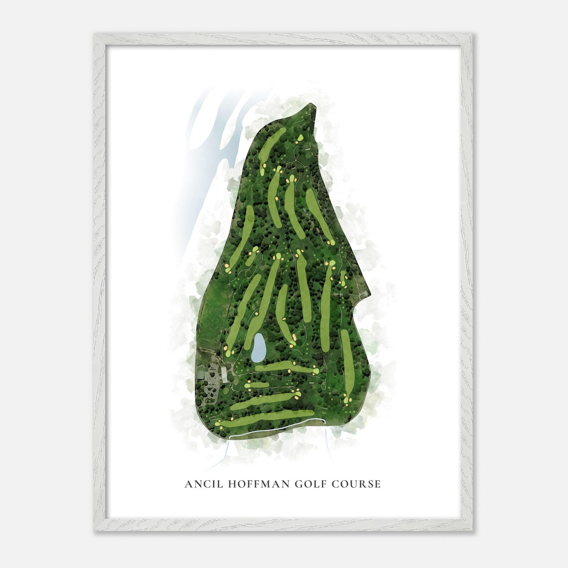 Ancil Hoffman Golf Course Carmichael California Classic Watercolor Golf Map Poster - Image 2