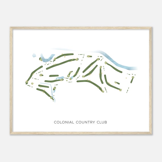 Colonial Country Club Texas Modern Watercolor Map Golfer Gift Golf Wall Art Golf Poster Print Course Layout