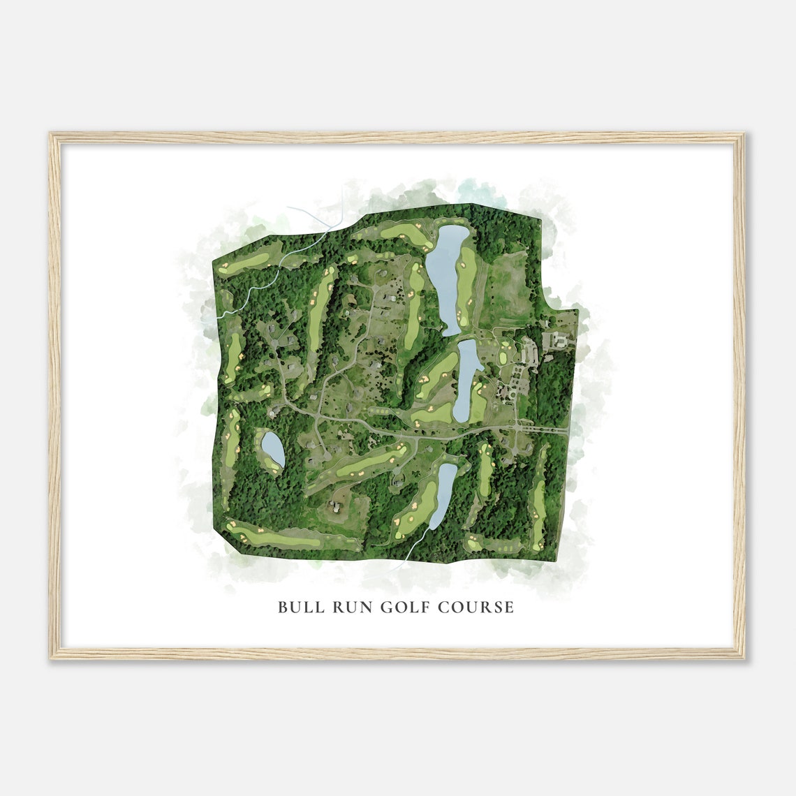 Bull Run Golf Course Classic Watercolor Golf Course Map Poster - Image 2