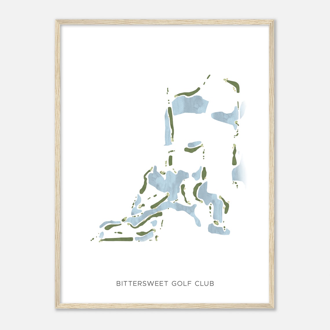 Bittersweet Golf Club Illinois Minimalist Watercolor Course Map Poster - Image 2